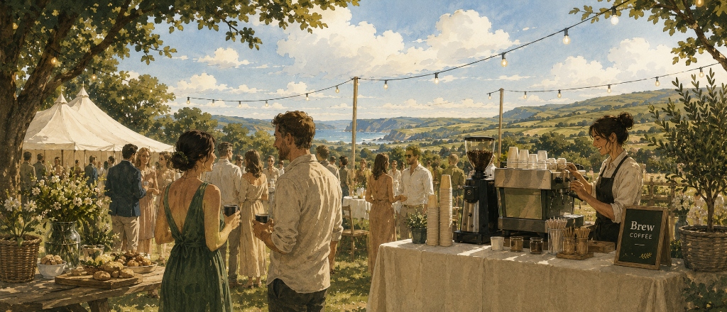 Brew Coffee mobile espresso bar catering an outdoor event in the South West